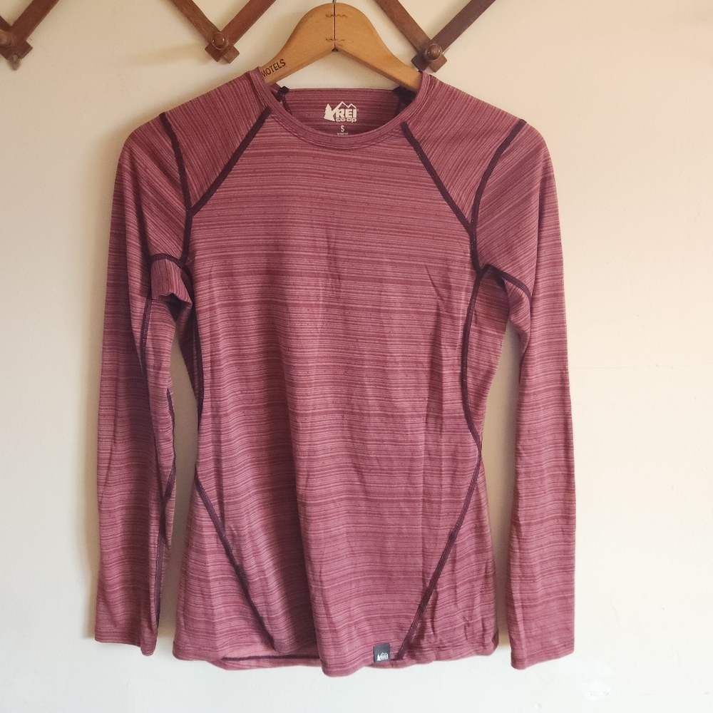 REI Co-op Maroon Long Sleeve Shirt Baselayer Stretchy Small S